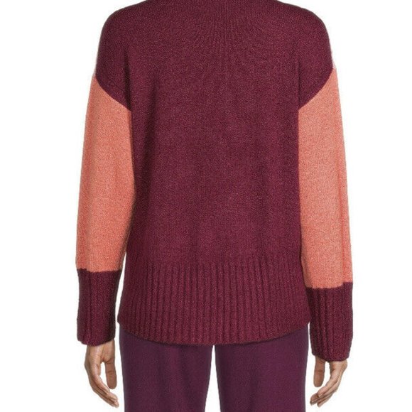 Time and Tru Women's Color Blocked Pink Mock Neck Sweater Size M - Picture 6 of 13